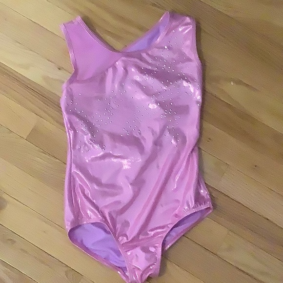 NWOT Metallic Pink Gymnastics Leotard - Picture 3 of 6